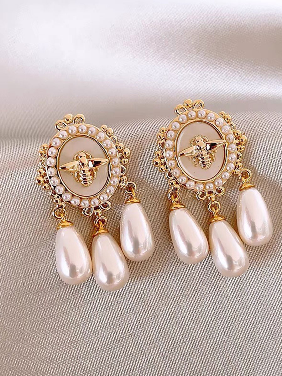 Tassel Pearl Long Stud Earrings