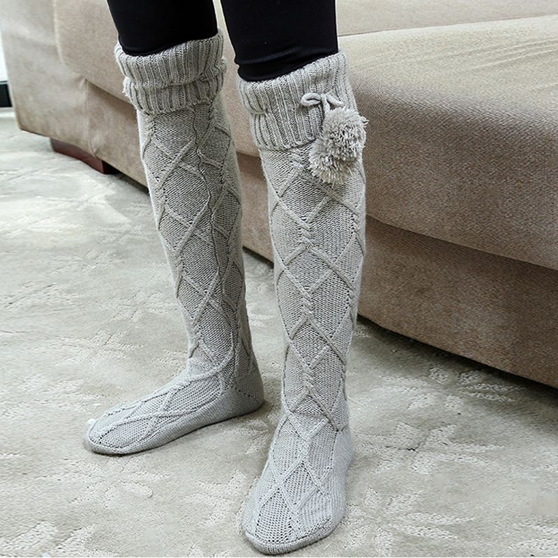 Casual Solid Color Warm Tall Boots Socks