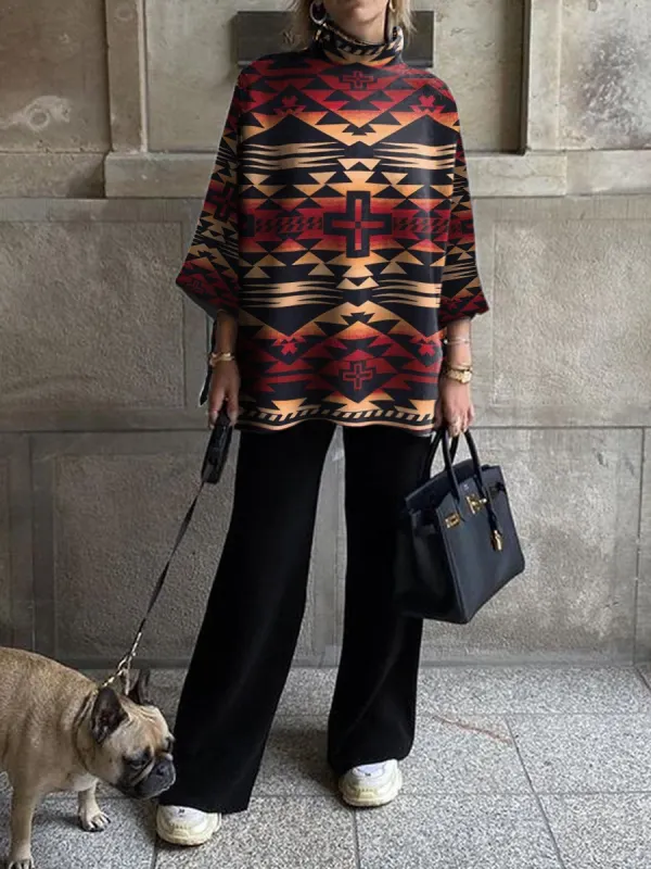 Women's Fashion Vintage Geometric Print Gradient Set - Anystylish.com 