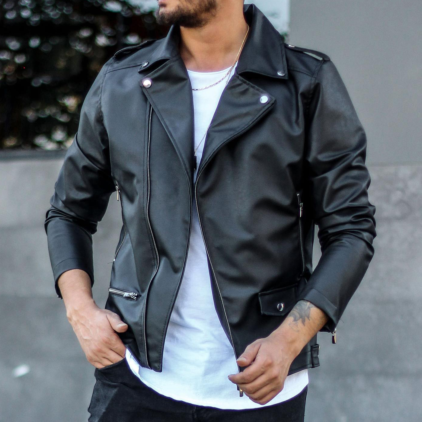 Motorcycle Zipper Leather Jacket