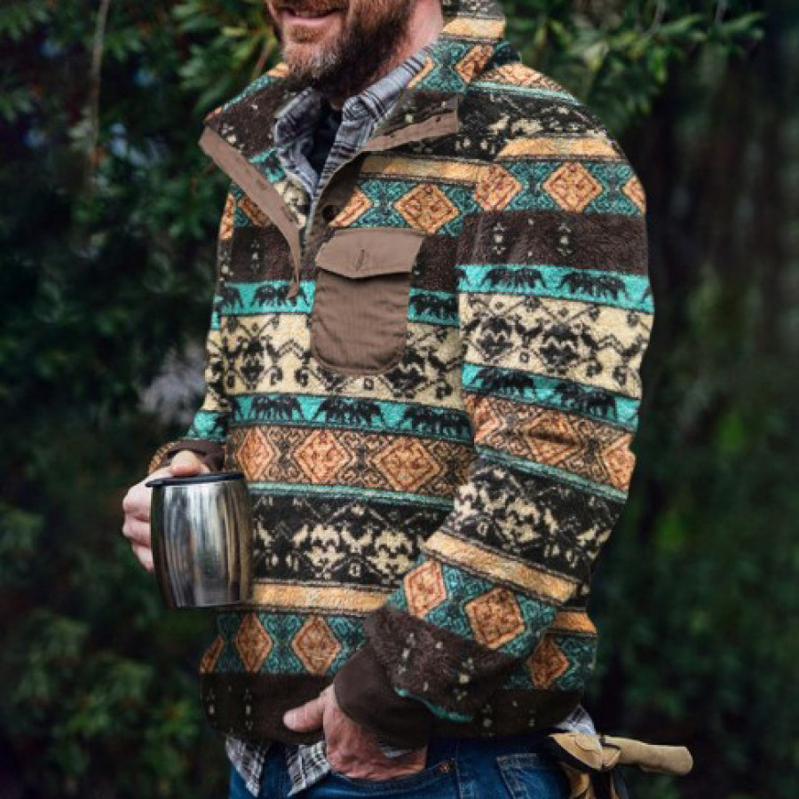 

Men's Winter Fleece Warm Aztec Cowboy Sweater