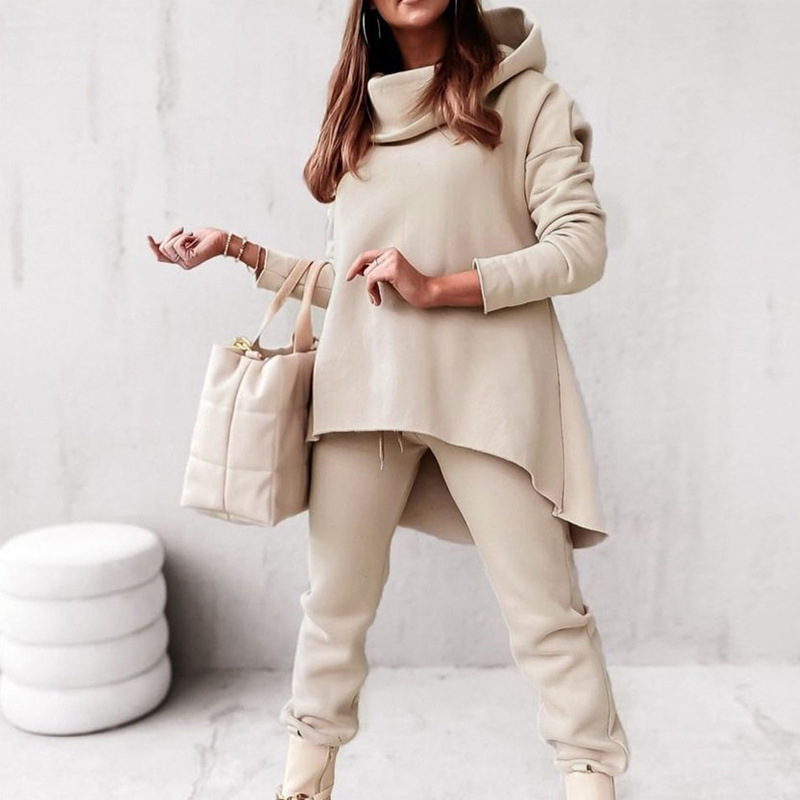 Women's Solid Color Sports Leisure Hoodie Suit