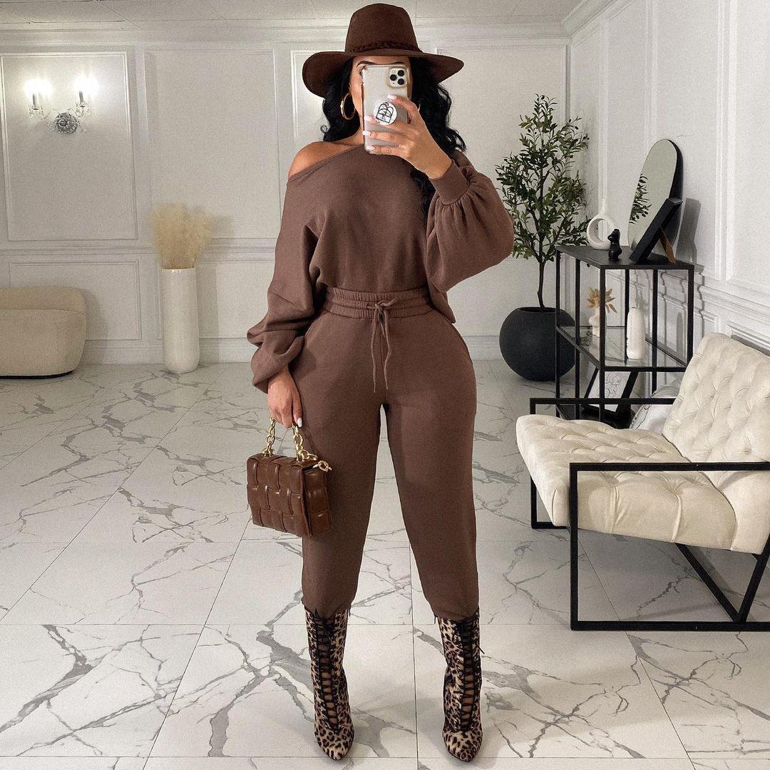 Women Thick Casual Hoodie & Pants Suits