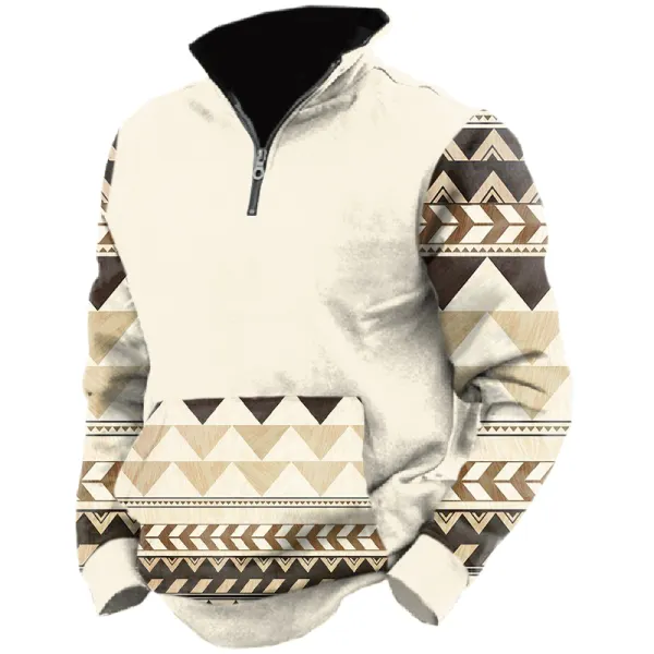 Men's Outdoor Casual Long Sleeve Printed Sweater - Blaroken.com 