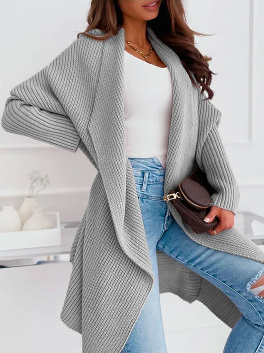 Solid Color Cardigan Long Loose Sweater Coat