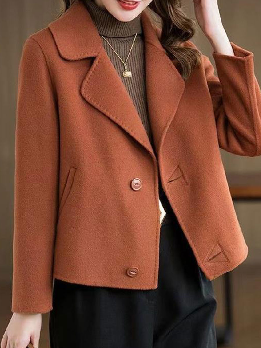 Double sided Thick Woolen Suit Collar Woolen Coat