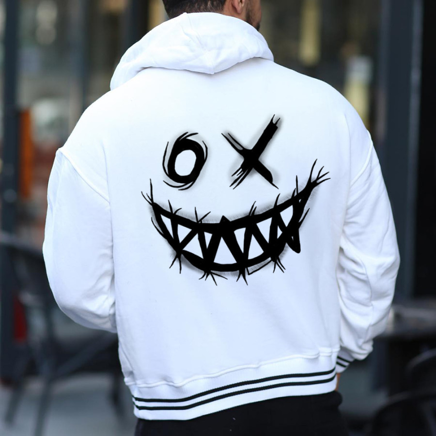 

Smiley Print Fashion Hooded Men's Sweatshirt
