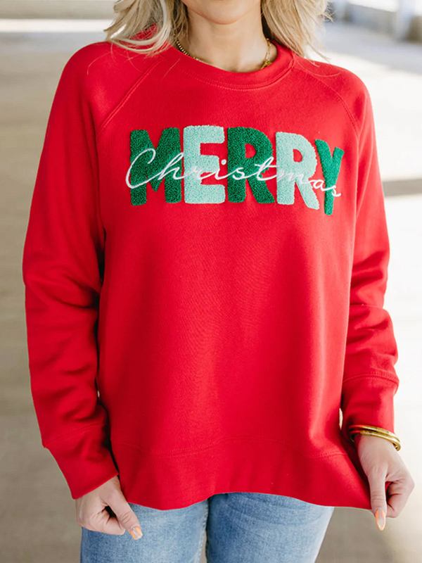 Women's Oversize Casual Merry Christmas Print Christmas Sweatshirt