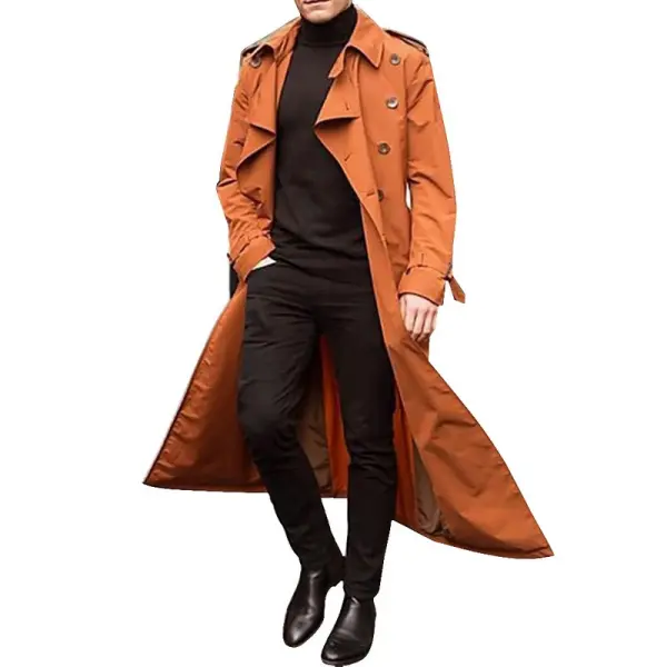 Men's Fashion Business Double Breasted Trench Coat Oversized Belt Slim Fit Coat - Yiyistories.com 