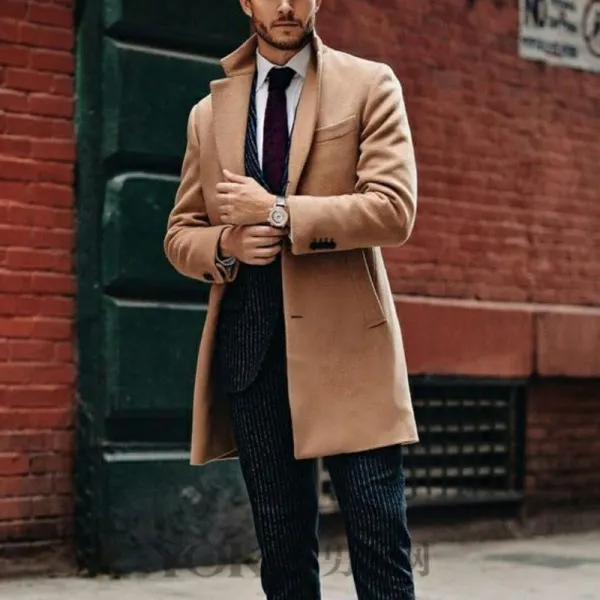 Men's Fashion Vintage Business Trench Coat Mid Length Jacket - Villagenice.com 