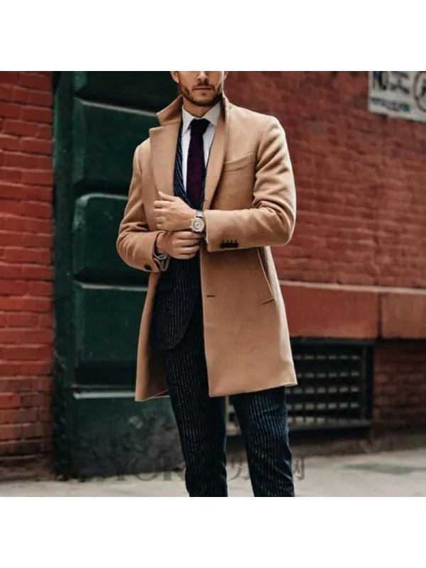 Men's Fashion Vintage Business Trench Coat Mid Length Jacket - Anrider.com 