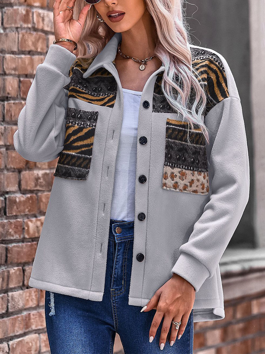 Flannel Panel Aztec Geometric Shirt Jacket For Women
