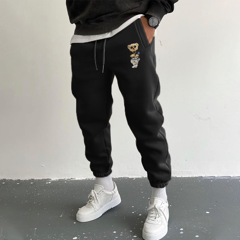 Men's Black Fashion Bear Casual Sweatpants