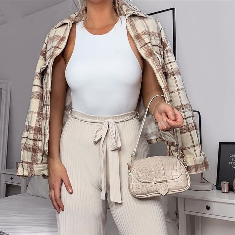 Women Basic Round Neck Sleeveless Tight fitting One piece Vest