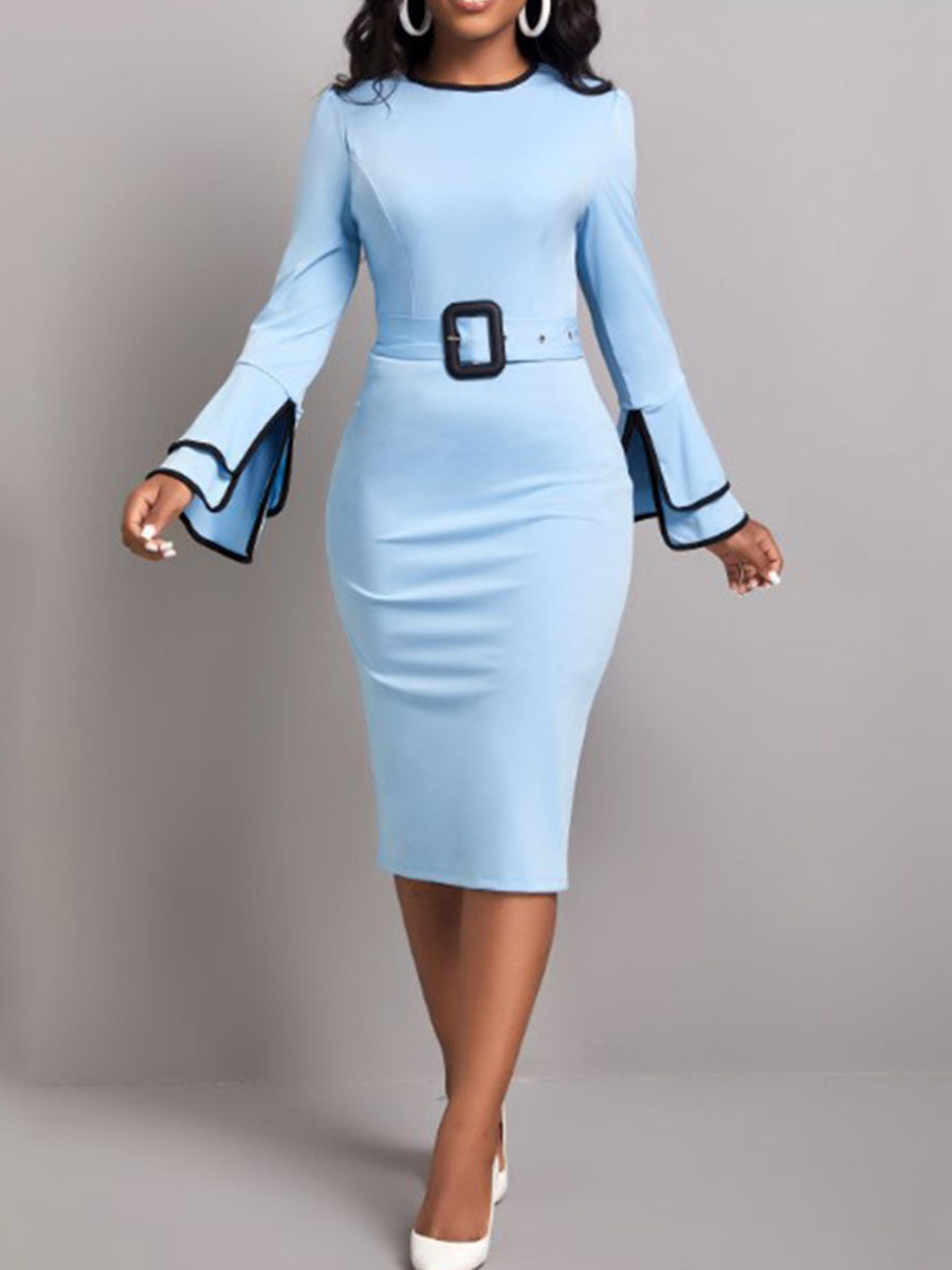 Flared Sleeve Elegant Professional Dress