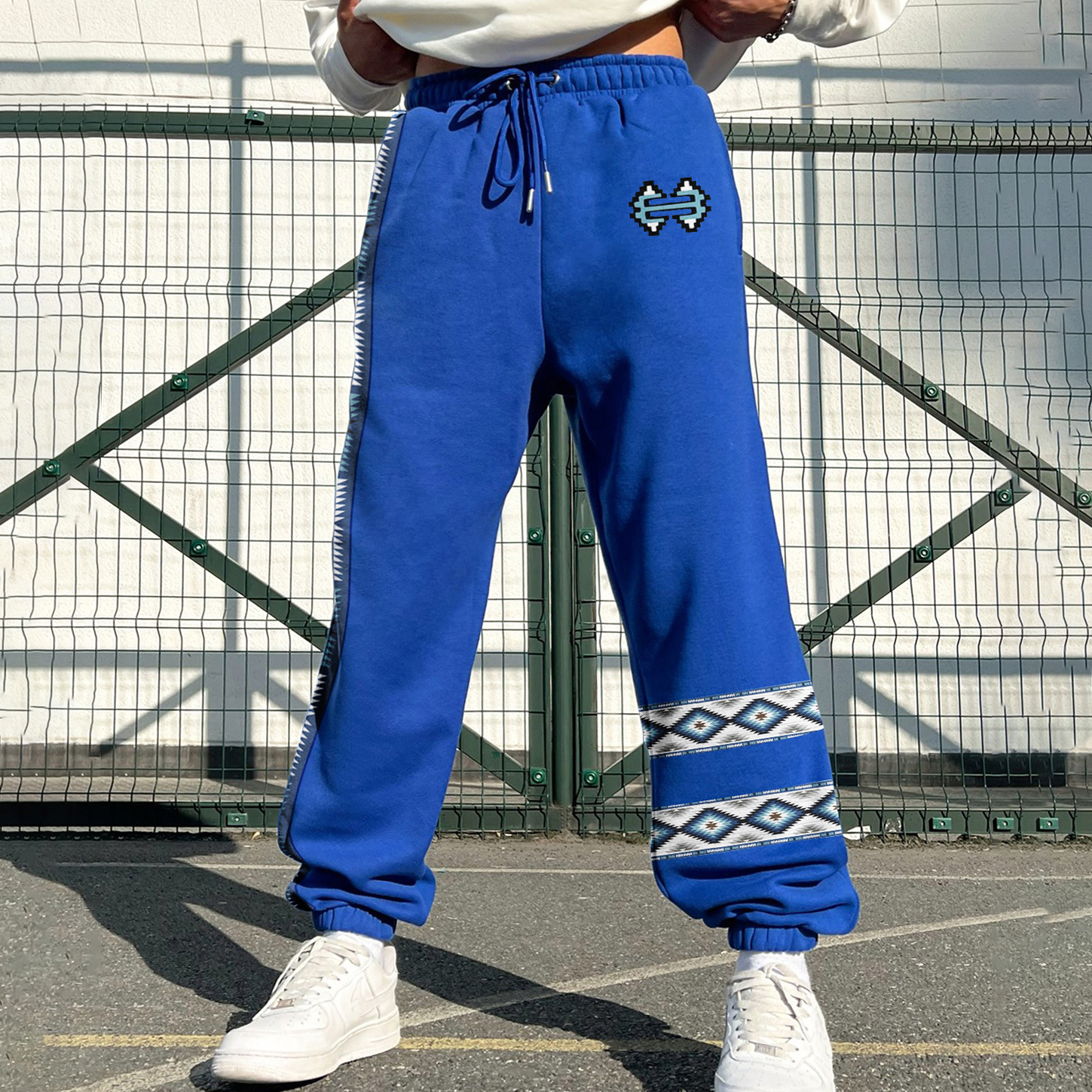 Street Men's Casual Ethnic Style Geometric Pattern Colorblock Sweatpants