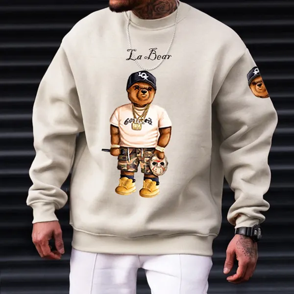 La Baer Vintage Teddy Bear Men's Casual Sweatshirt - Nikiluwa.com 