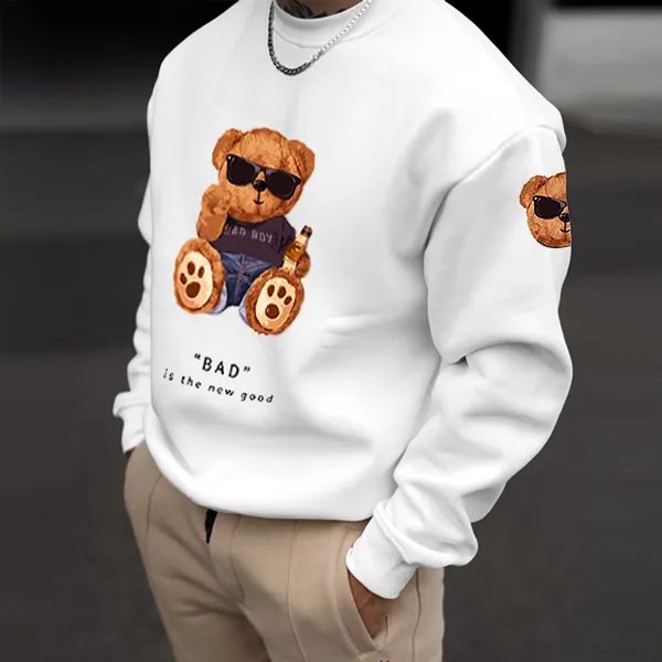 Bad Is The New Good Vintage Teddy Bear Men's Casual Sweatshirt - Paleonice.com 