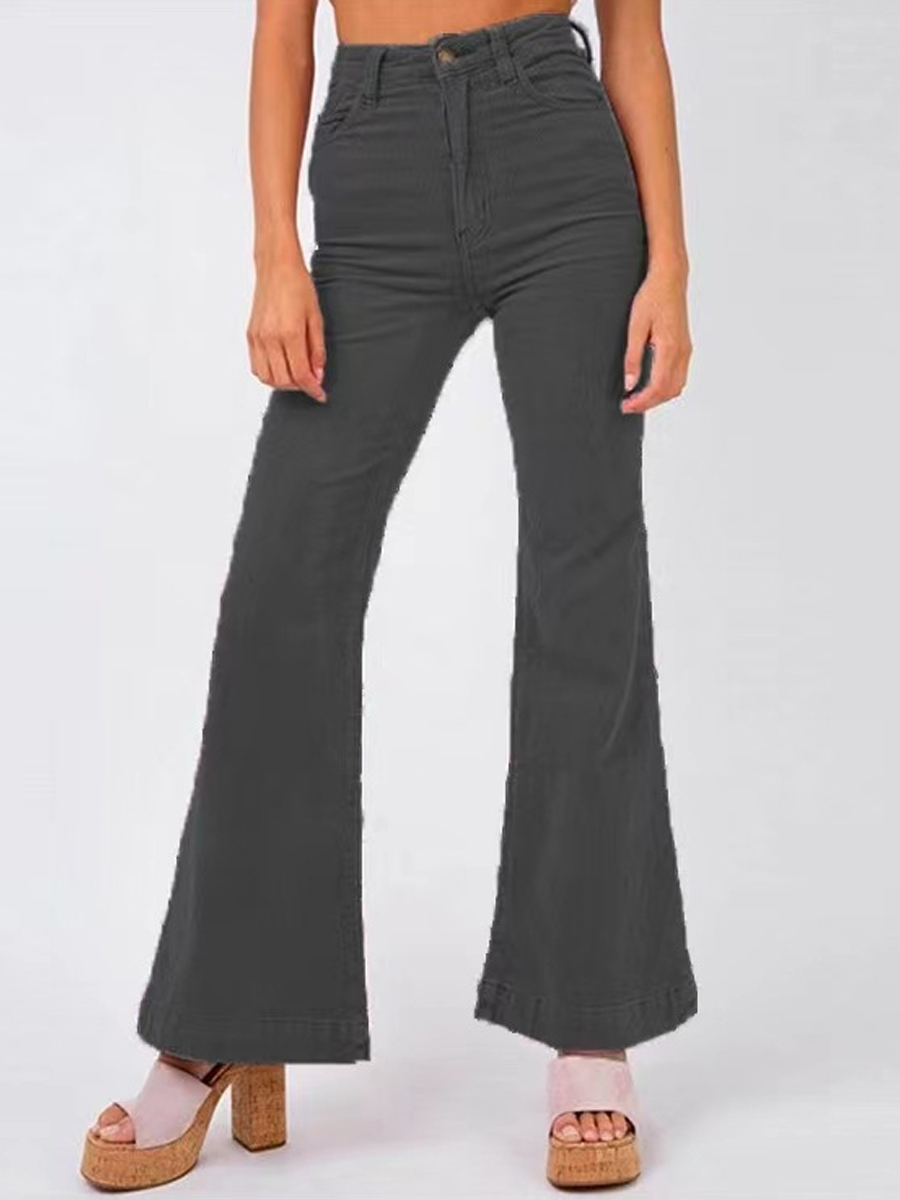 Casual Solid Color Corduroy Pants
