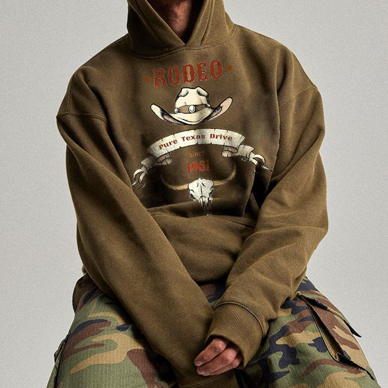 Oversized Vintage Print Slouchy Hoodie