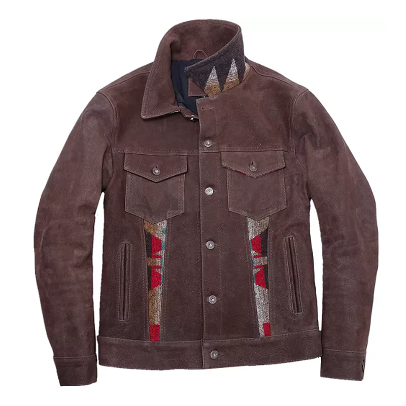Men's Western Pattern Suede Jacket