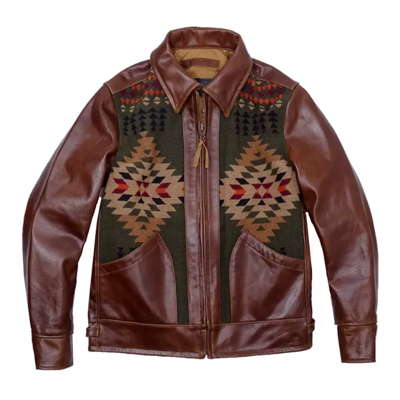 Men's Suede Western Pattern Leather Jacket