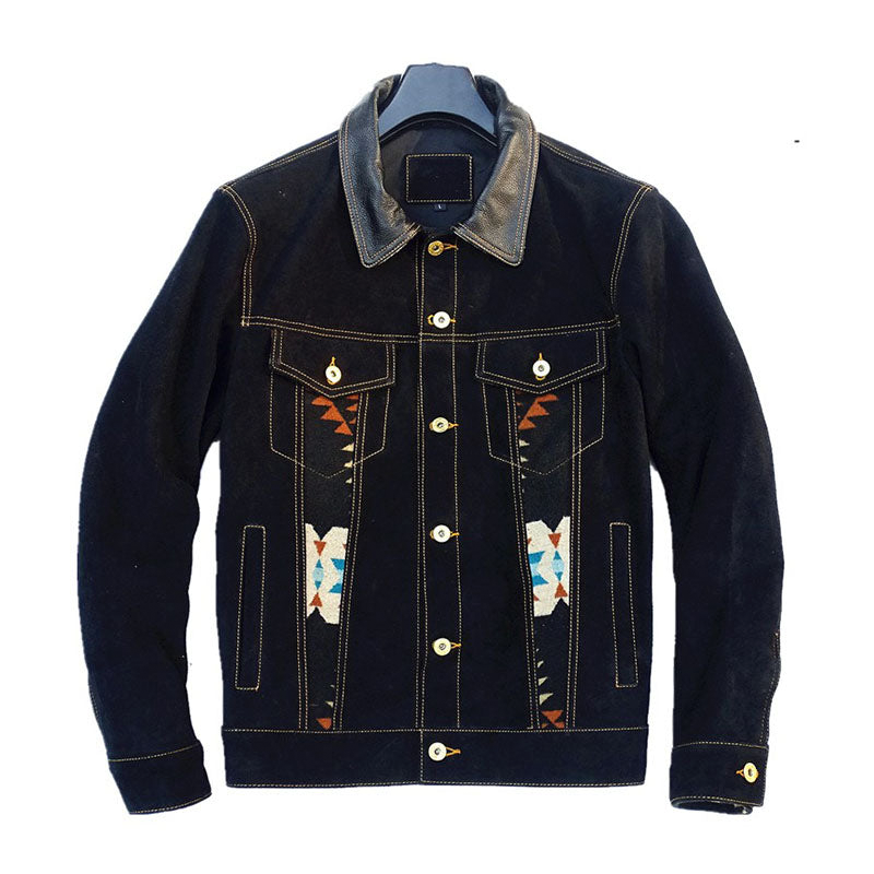 Men's Western Pattern Patchwork Jacket
