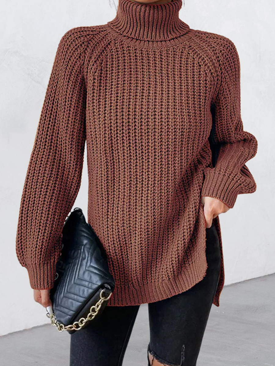 Casual Solid Color Turtleneck Long Sleeve Sweater