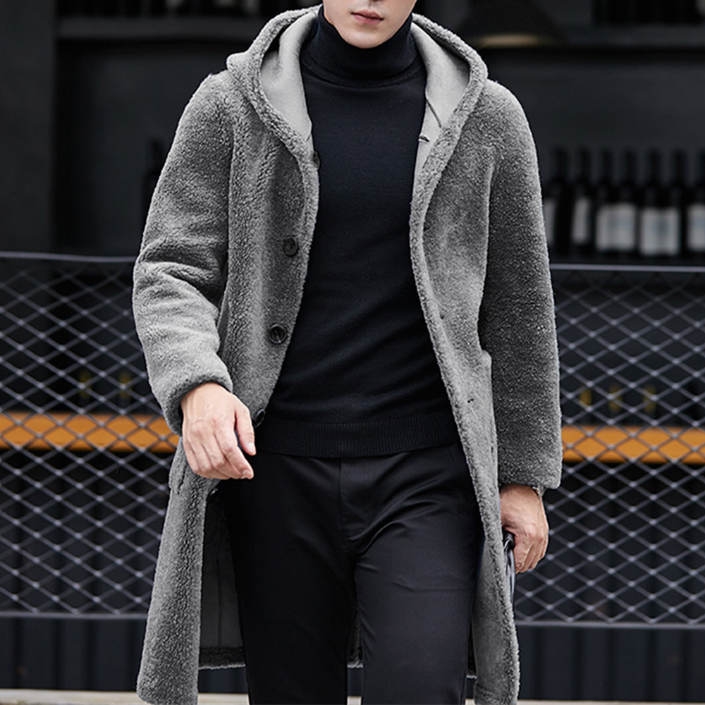 Men's Fashion Loose Jacket Mid Length Wool Coat
