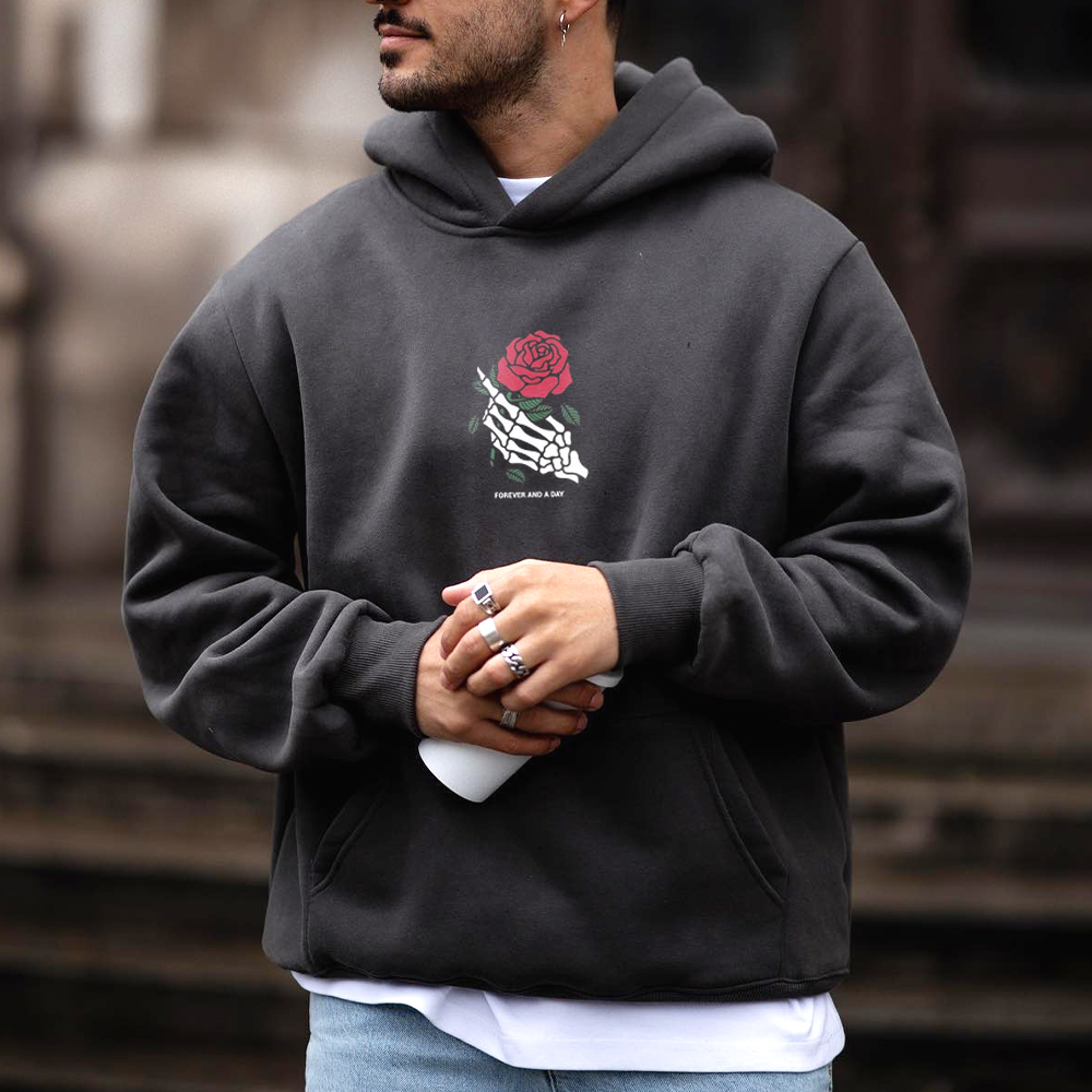 Casual Men's Rose Print Fashion Sweatshirt