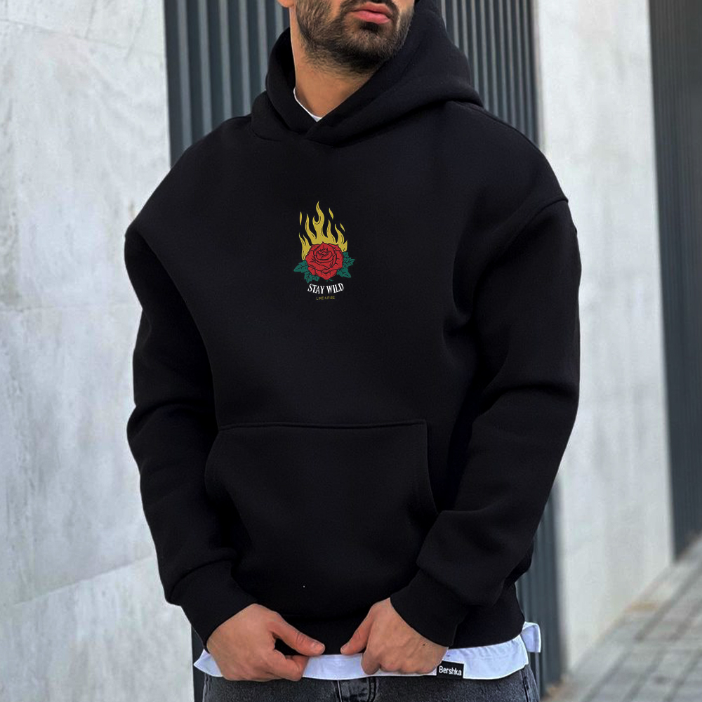 Men's Rose Print Fashion Casual Sweatshirt