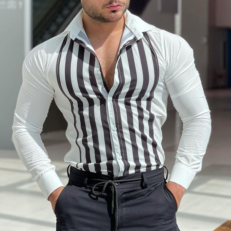Men's Casual Fit Striped Printed Shirt