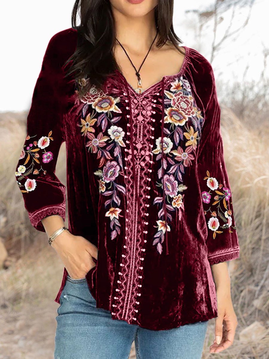 Ultus Velvet Vintage Print Shirt