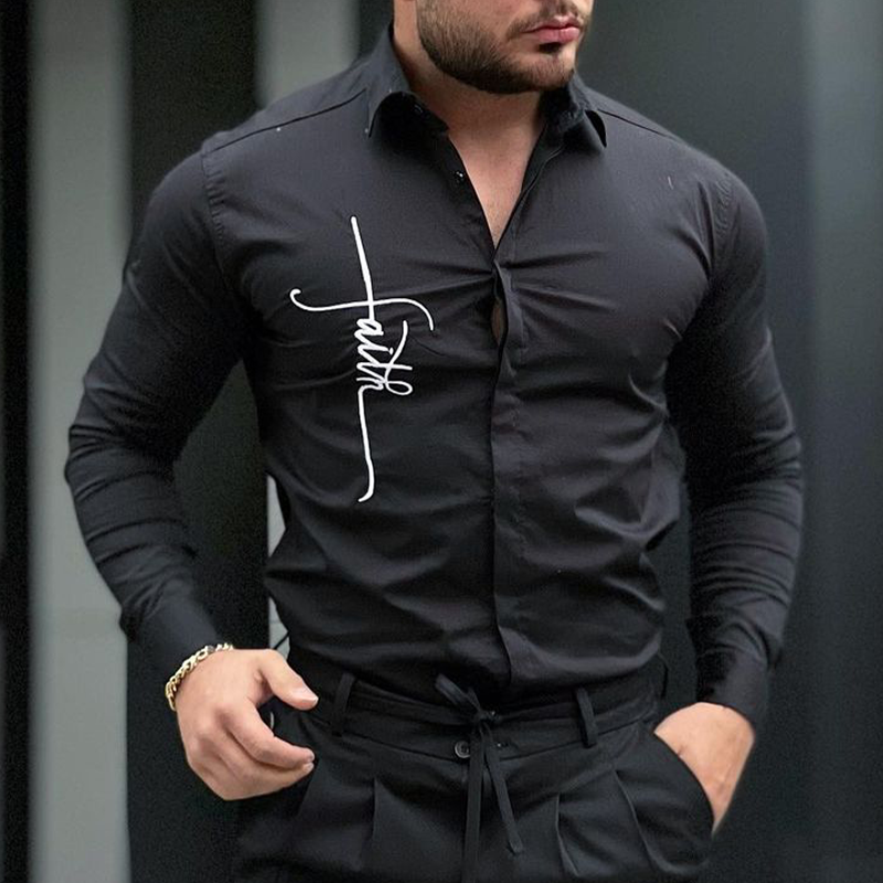 Men's Casual Fashion Printed Slim Shirt