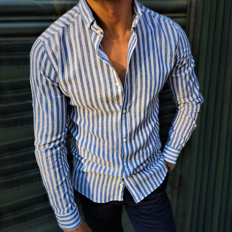Gentleman's Slim Striped Printed Shirt