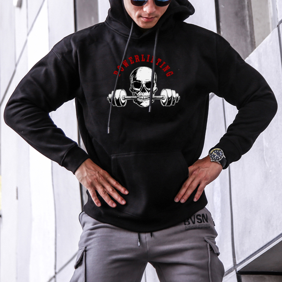BVSN Sports Training Sweater Fitness Running Weightlifting Print Pullover Outdoor Casual Sweatshirt Top Hooded Jacket Ma