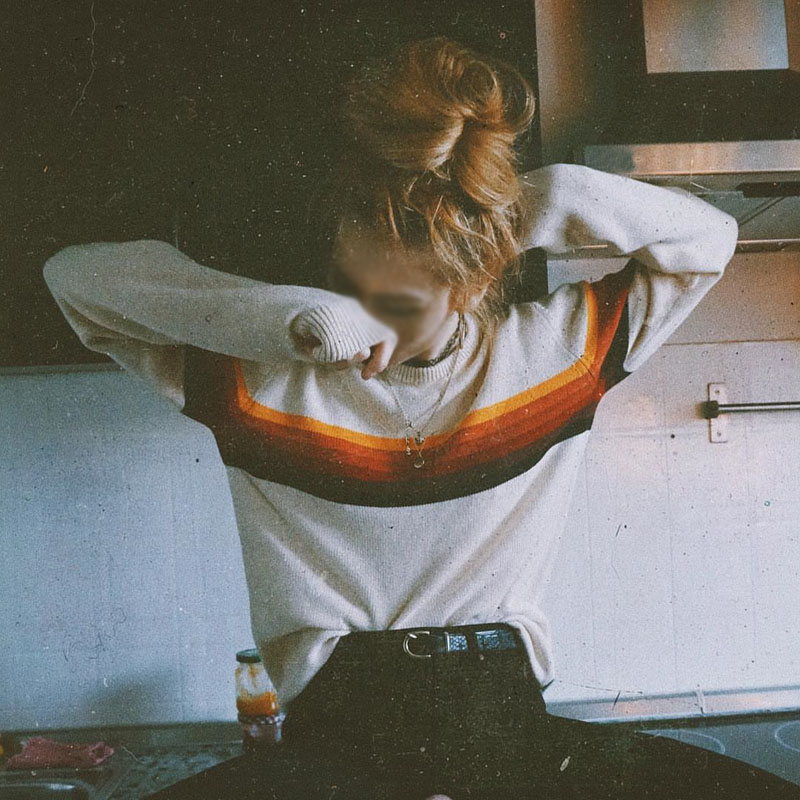 Women Vintage Colorful Stripe Kninted Sweater