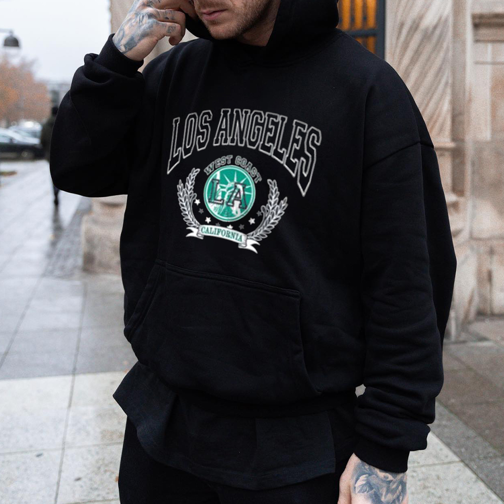 Men's Los Angeles Print Casual All Match Hooded Sweatshirt