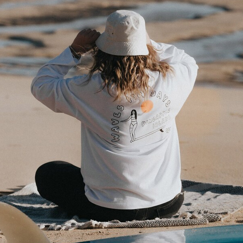 Unisex Vintage Waves For Days Oversized Long Sleeve T Shirt