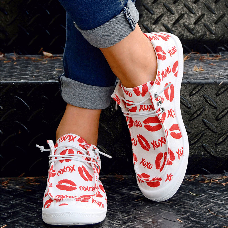 Valentine's Day Canvas Comfort Flat Casual Pumps Women's Shoes