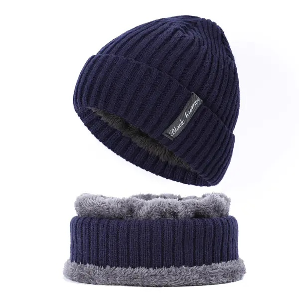 Men's Fleece Warm Knit Scarf Hat Set - Yiyistories.com 