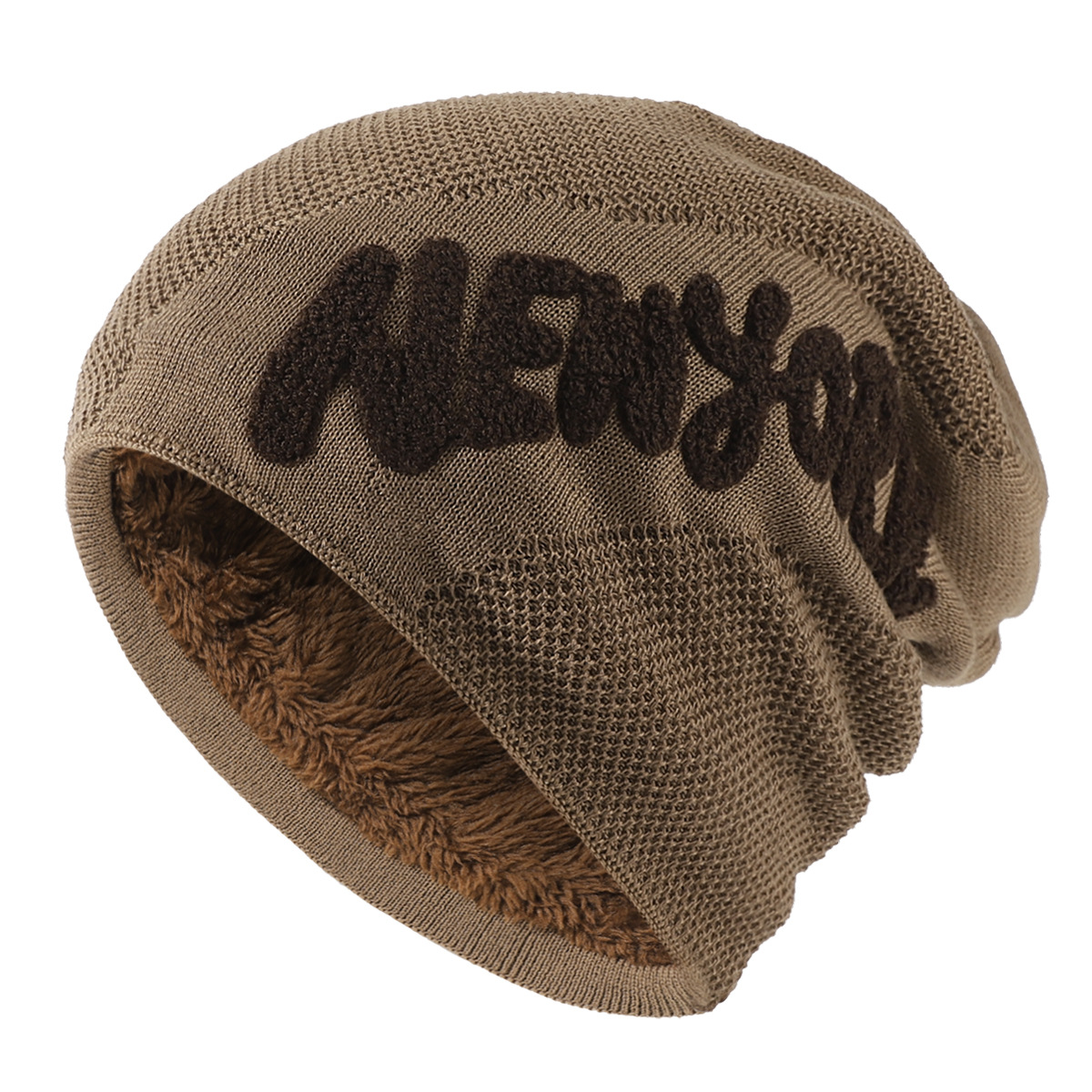 New York Embroidered Men's Chic Fleece Warm Knitted Hat