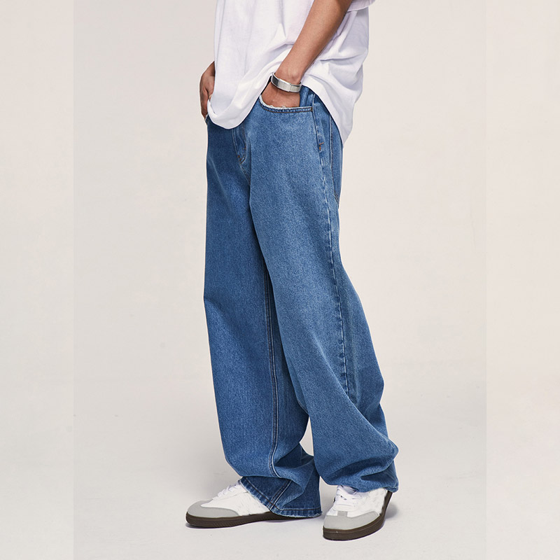 Mens Vintage Wash Loose Wide Leg Jeans