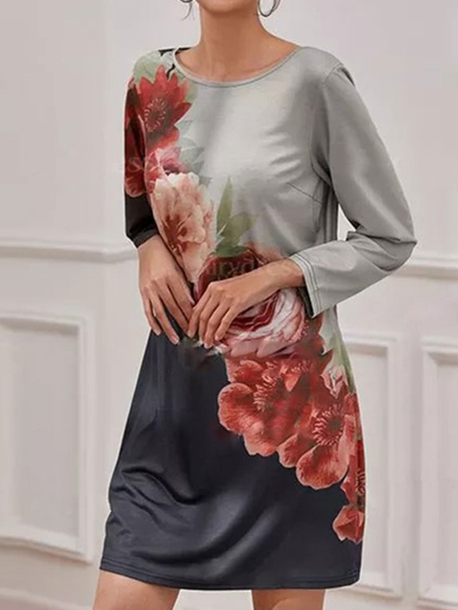Floral Print Long Sleeve Dress
