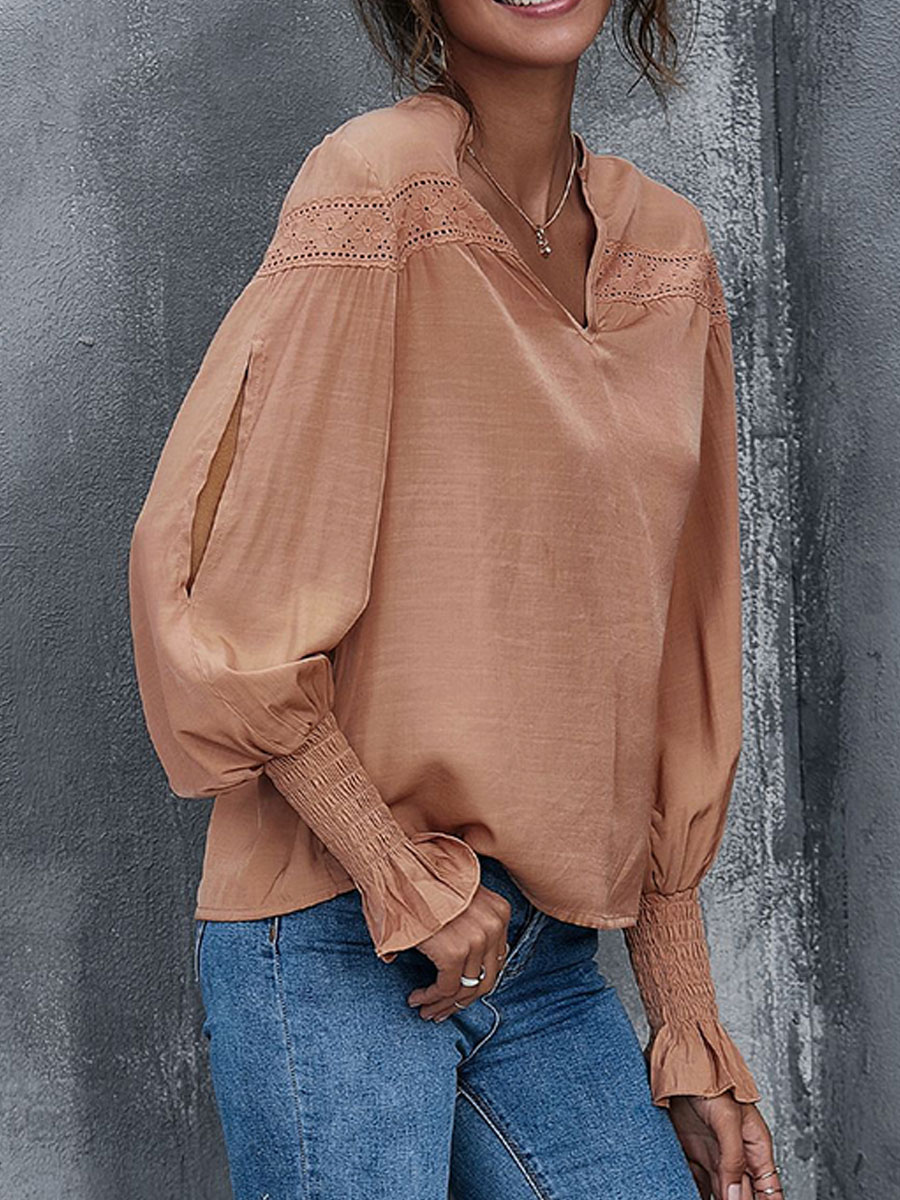 Loose Casual Commuter Lantern Long Sleeve T shirt