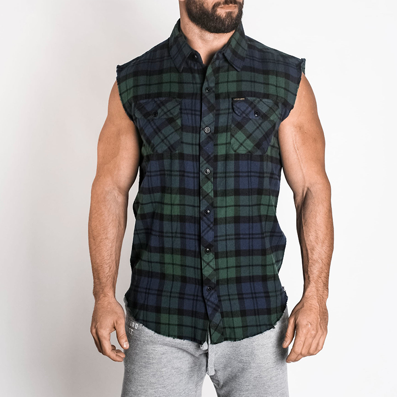 Relaxed Plaid Pocket Sleeveless Shirt