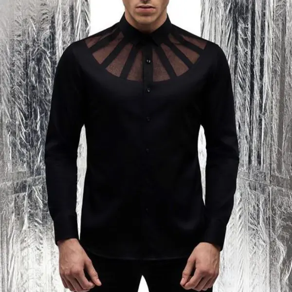 Men's Sexy Nightclub Transparent Stripe Design Shirt - Salolist.com 