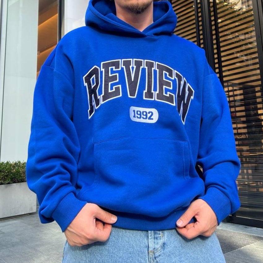 Men's Review Print Simple Hoodie