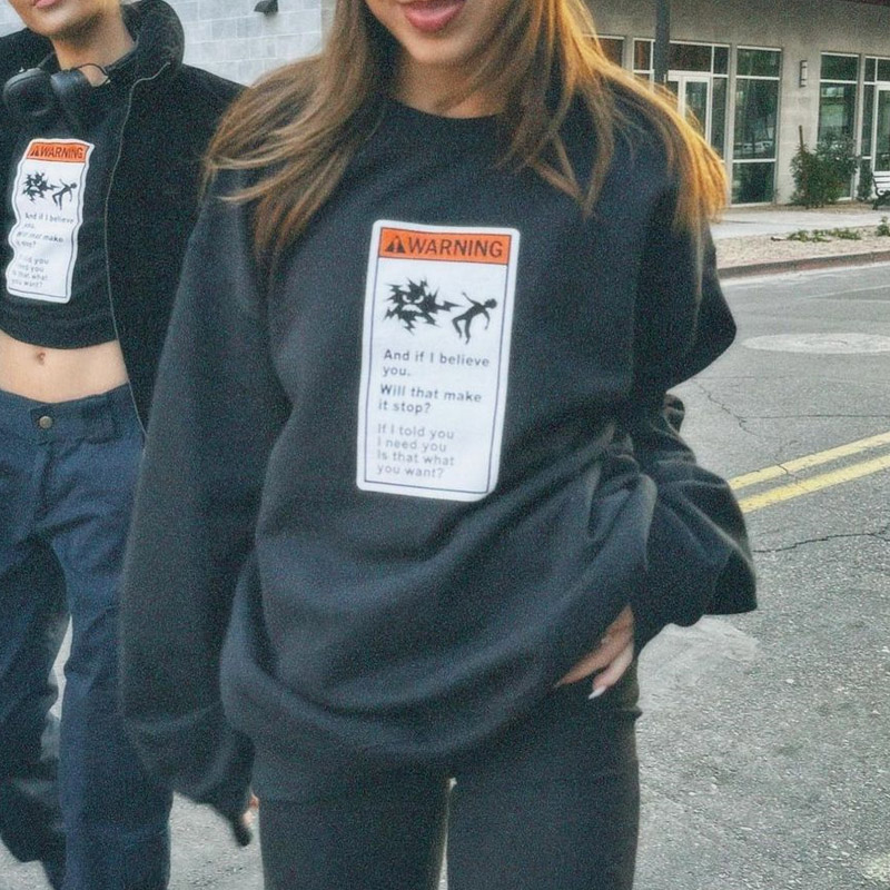 WARNING Women Casual Crew Sweatshirt