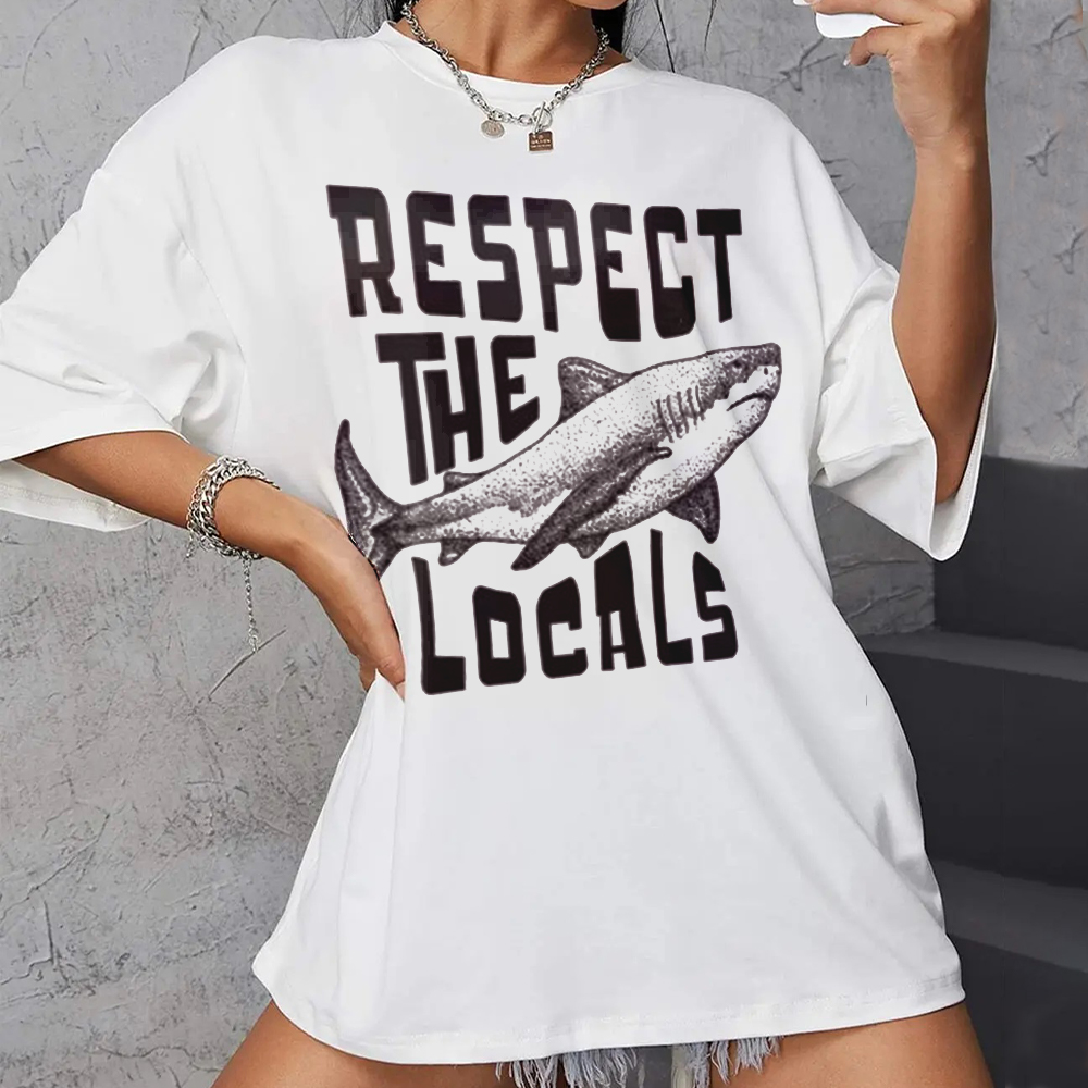Women's Respect The Locals Printed Crew Neck White T Shirt